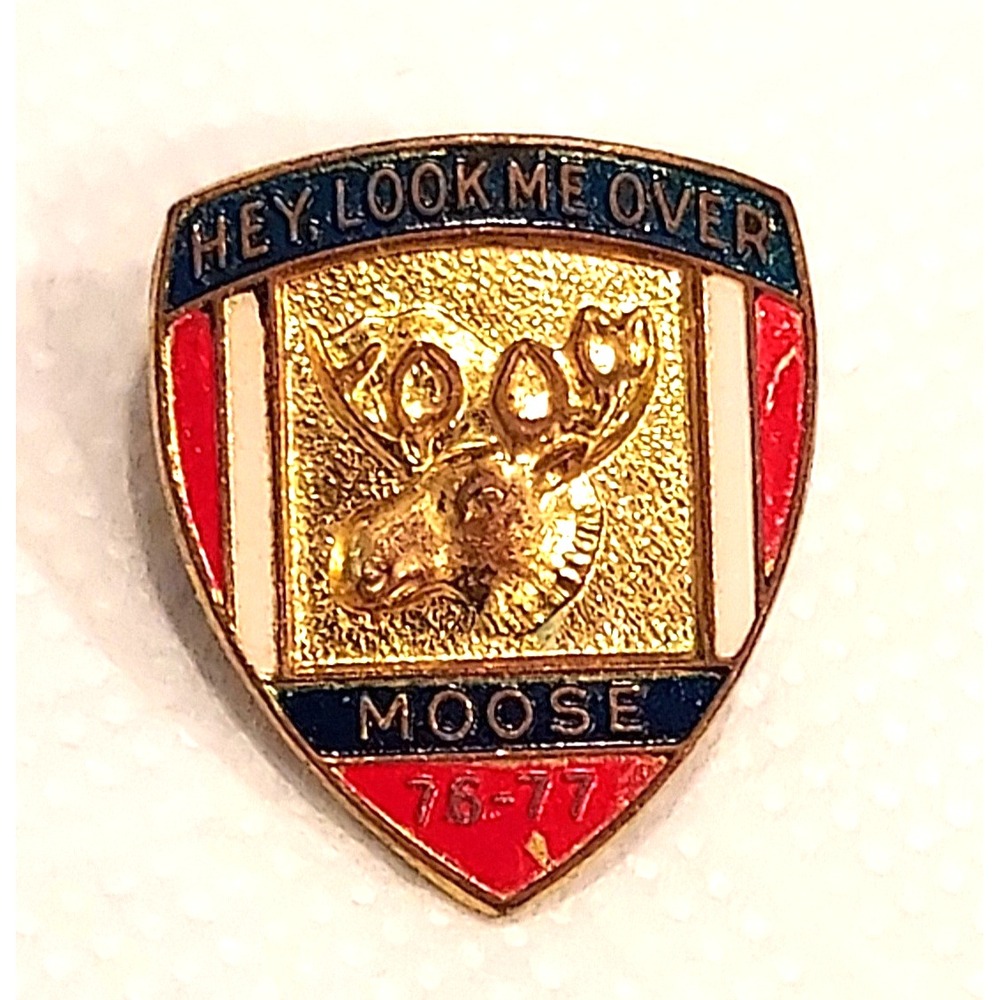 Vintage 1976 19797 "Hey, Look Me Over" Clutch Back Pin - Loyal Order of Moose